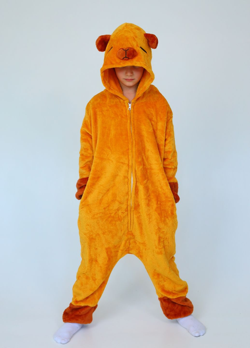 Кигуруми Капибара для мальчиков плюшевая пижама с капюшоном и карманами My Kigu (365703305)