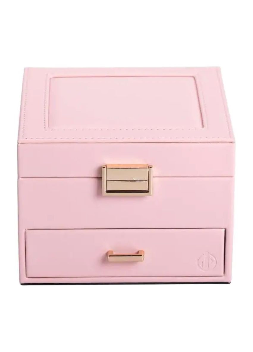 Шкатулка для украшений из эко кожи 2 яруса органайзер для бижутерии розовая стильный органайзер для хранения ProDobro (364192847)