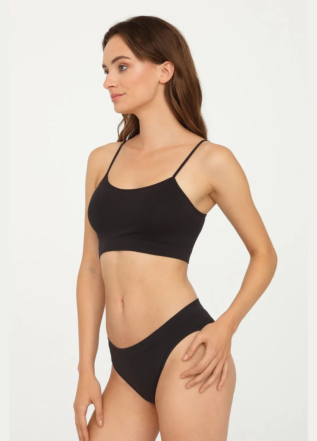 Чорний топ безшовний топ на тонких бретелях Gatta без кісточок