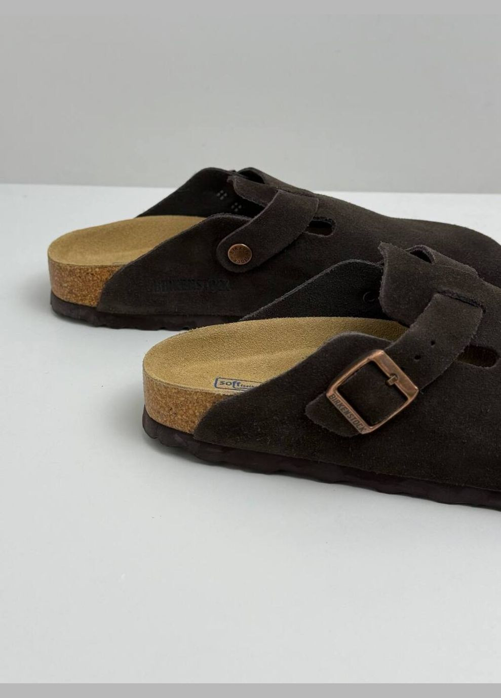 Замшевые шлепанцы клоги Birkenstock Sb Boston (347624227)