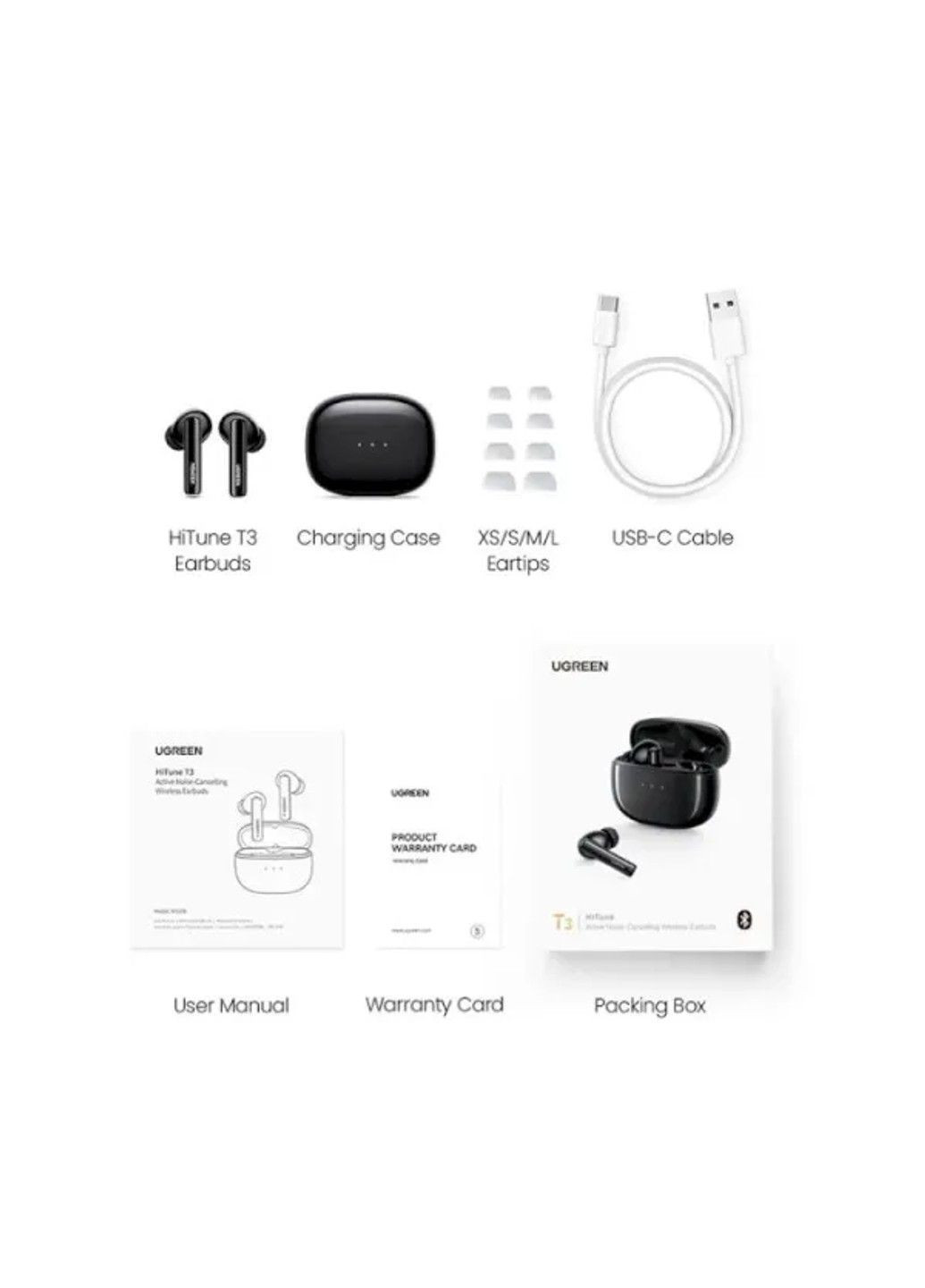 Беспроводные наушники WS106 HiTune T3 Active Noise-Cancelling Wireless Earbuds (Black)(UGR-90401) Ugreen (371362936)
