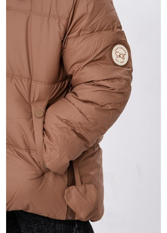 Кавова зимня зимова куртка для дівчинки однотонна з капюшоном (p-18512) Носи своє