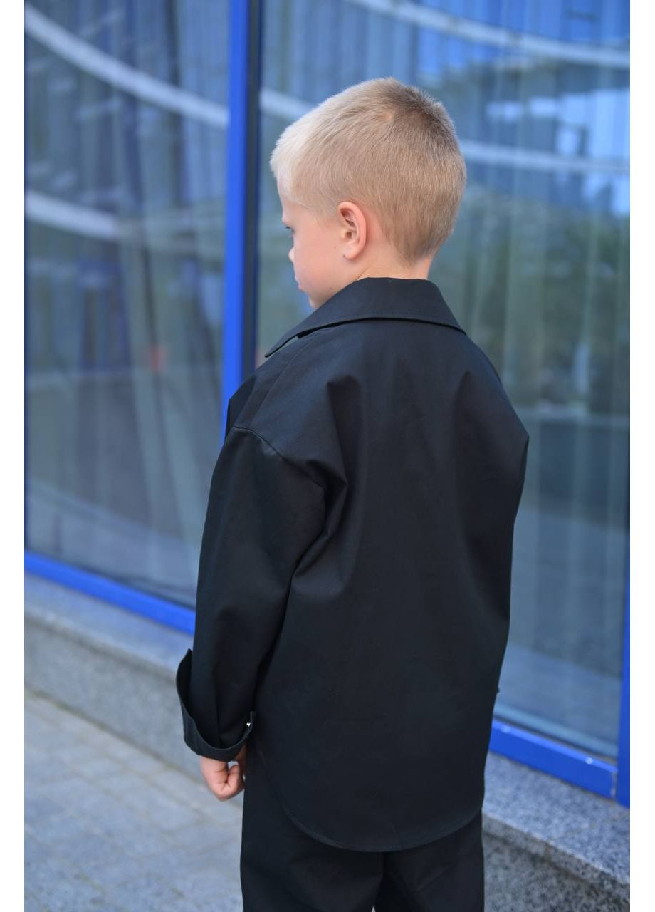 Черный демисезонный стильный подростковый костюм: верхняя рубашка + брюки — замеры в описании брючный DK/DL Мода без кордонів