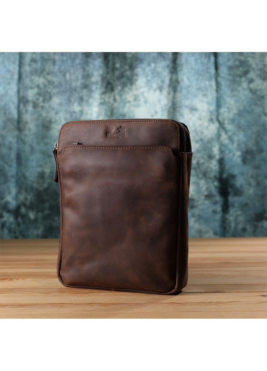 Чоловіча сумка через плече з вінтажної шкіри 20866_1 Коричневий Shvigel (363968922)
