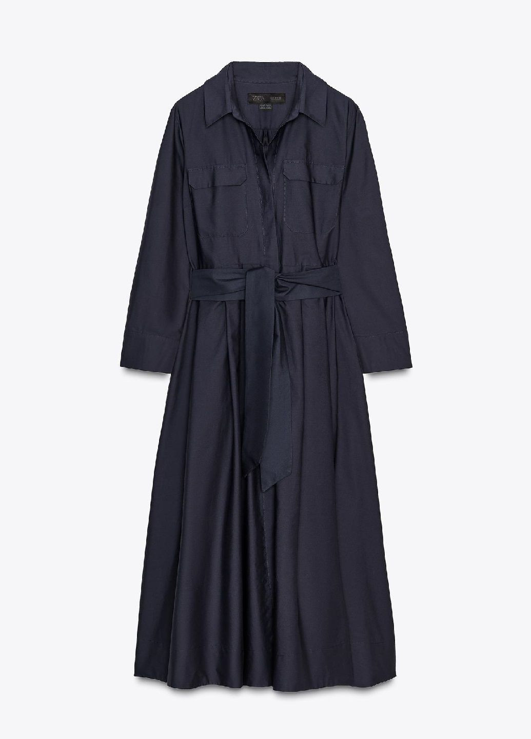 Темно-синее платье Zara однотонное