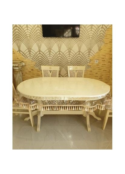 Силіконова скатертина СALIPSO з Бежевою Бахромою 170x90см Calipso (313288350)