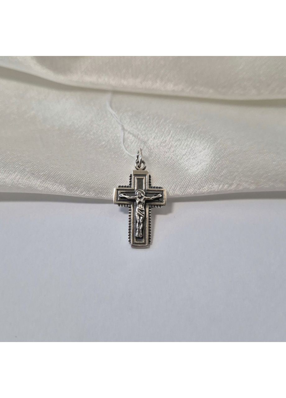 Срібний прямий хрест із розп'яттям срібло 925 проби Чорнене 3130хр 2.10г Nobrand (363969150)