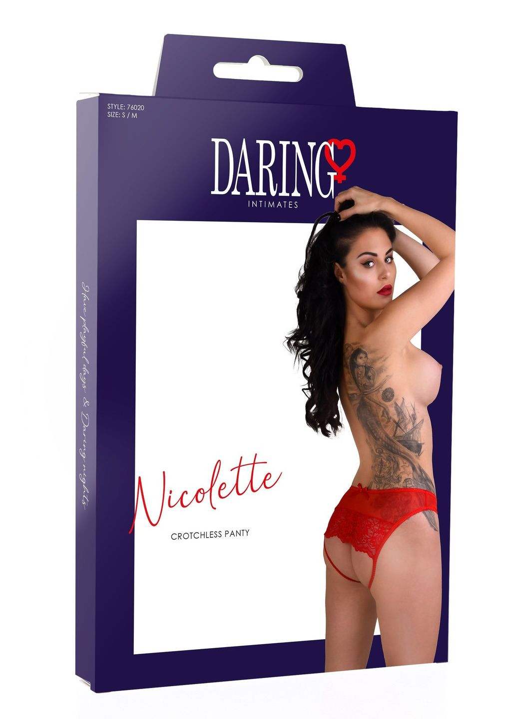 Кружевные трусики с открытой интимной зоной Nicolette Daring Intimates, красные, California Exotic (331169221)