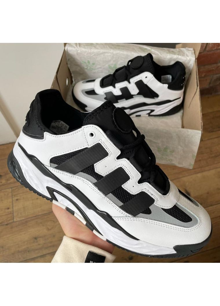 Чорні Осінні кросівки чоловічі adidas niteball black white 3 адідас найтбол No Brand