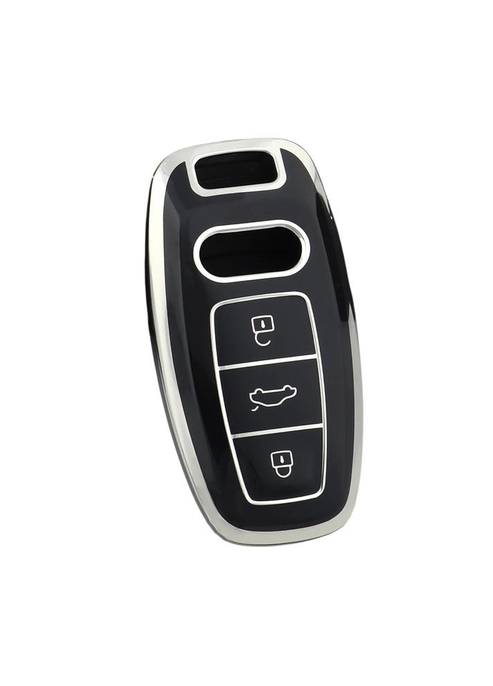 Чохол ключа чорний+хромоване обрамлення (3 кнопки) TPU Audi (369612172)