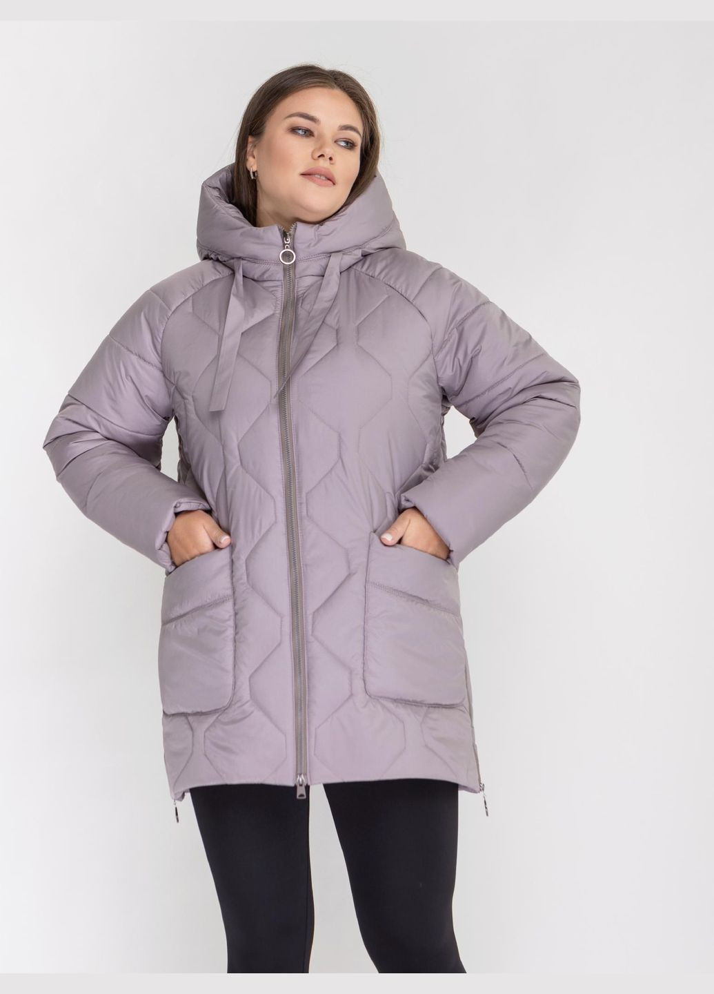 Пудровая зимняя женская зимняя куртка большого размера SK