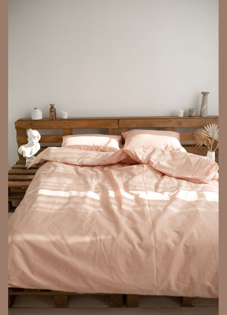Постельное белье Вареный хлопок Двуспальная 180 x 220 Однотонный Пудровый 70 х 70 No Brand (296662437)
