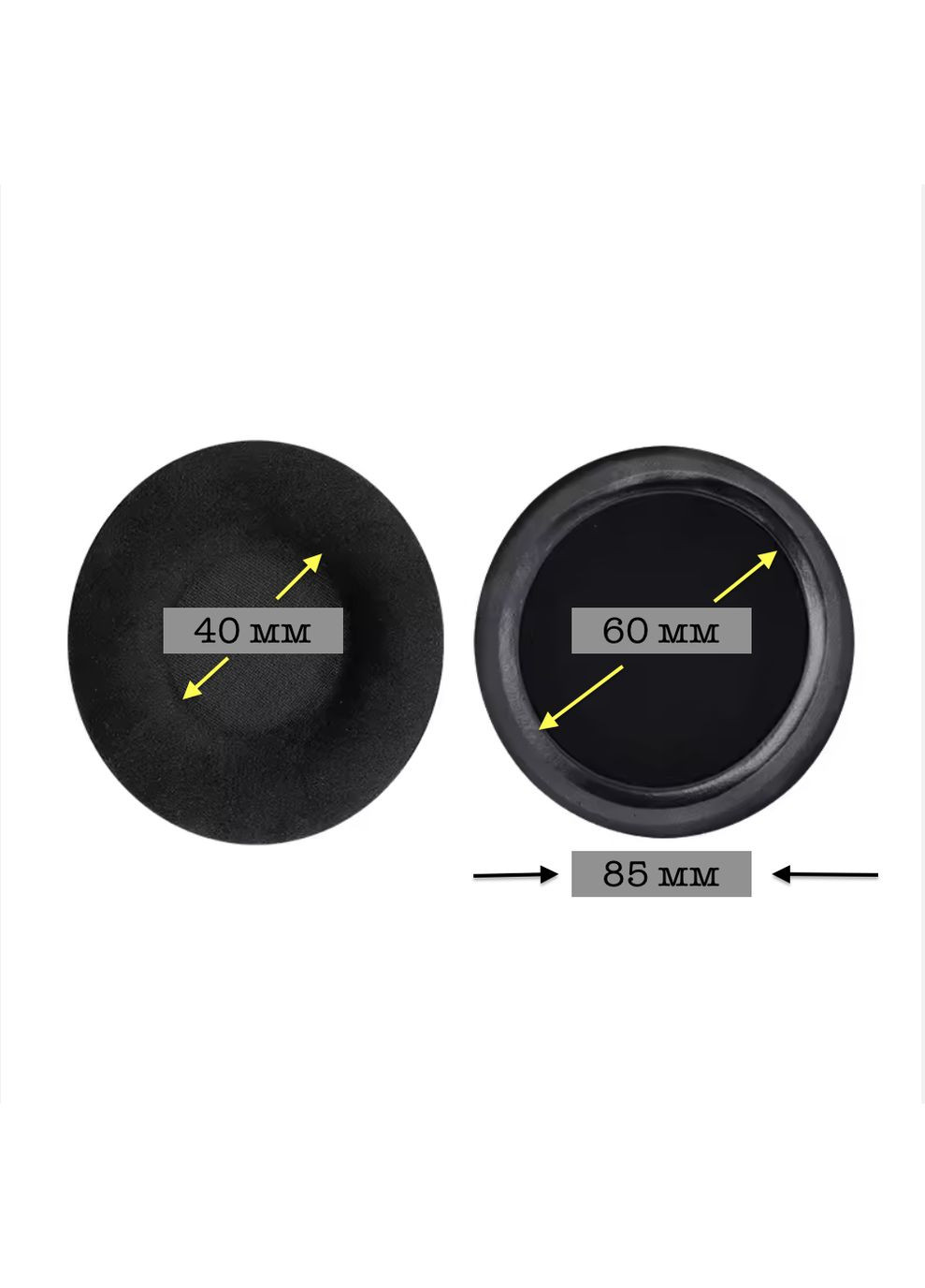 Амбушюры велюровые универсальные для наушников 85мм, 8.5см black черные No Brand (365777370)