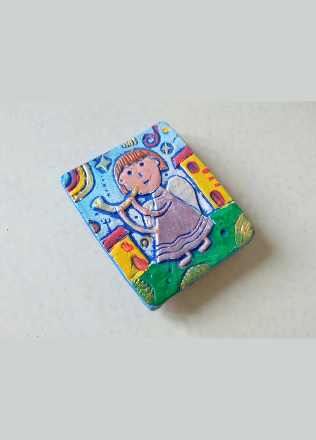 Керамічний магніт «Чарівний Янгол» (бузкове вбрання) Коти&Ангели (301533105)