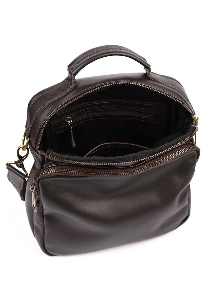 Чоловіча сумка на плече з ручкою шкіряна GC-6018-3md коричнева TARWA (298684219)