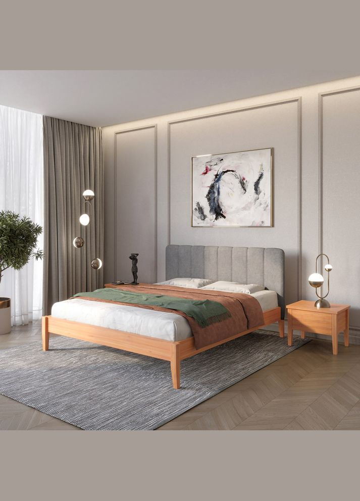 Полуторная деревянная кровать Лондон ДК /Аляска 93 (Серый) Б1 120х200 см Mebigrand (366086035)