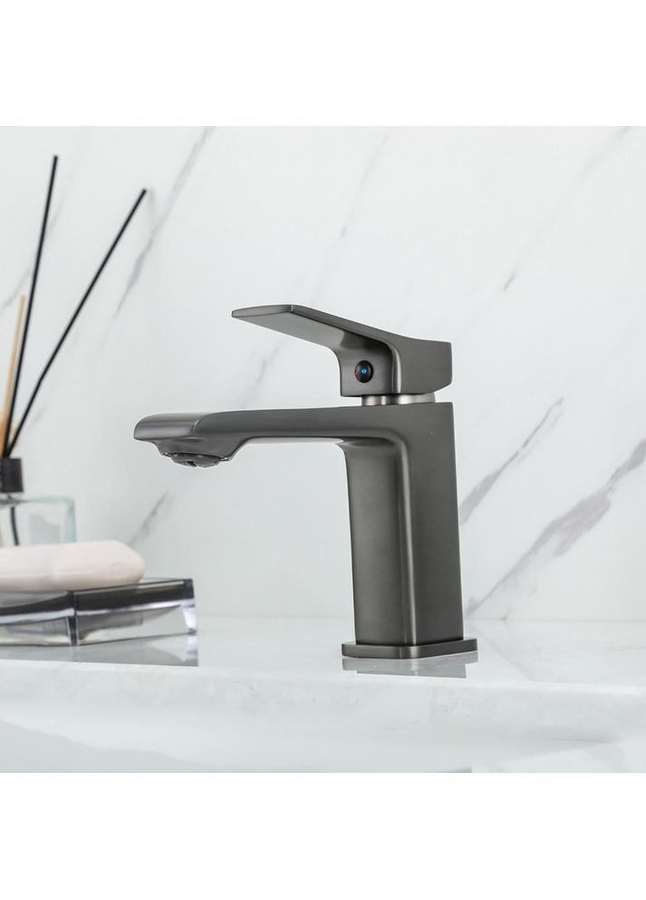 Смеситель для умывальника F1084-9, литой излив, оружейная сталь Frap (373266927)