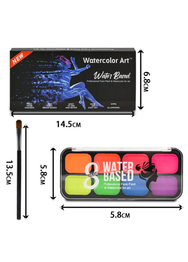 Аквагрим неоновый 8 цветов палитра Papa Kiss (302241686)