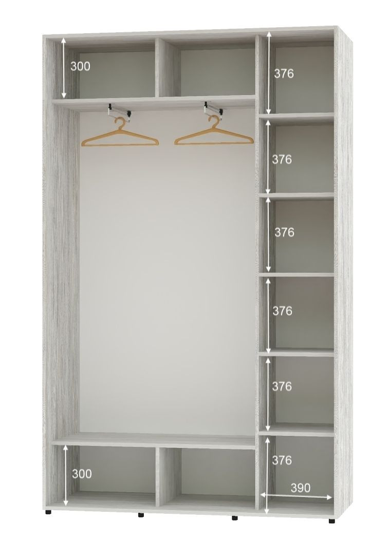 Шкаф-купе двухдверный 160*45*250 Сосна Натти Зеркало с пескоструйным рисунком Алекса (360434770)