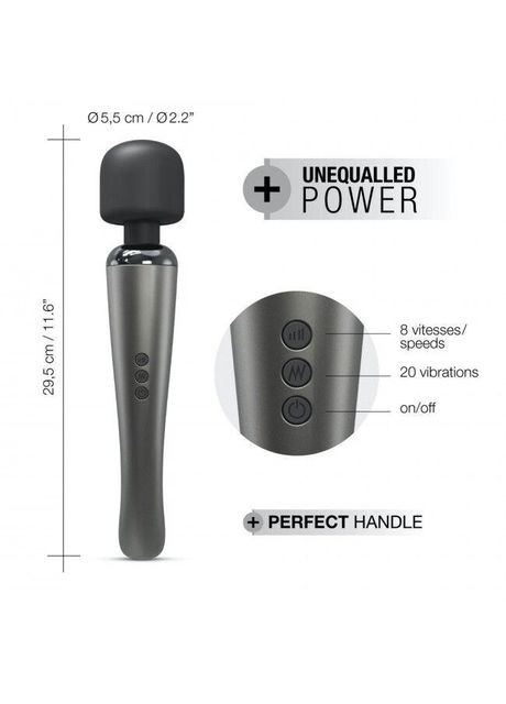 Потужний вібромасажер MEGAWAND Chrome Silver водонепроникний, перезаряджається, 160 режимів Dorcel (303909787)