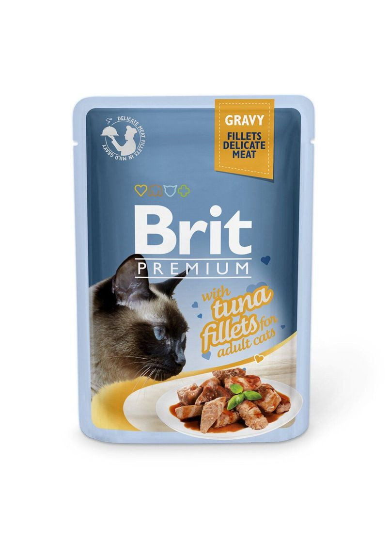 Вологий корм для кішок Premium Cat Tuna Fillets Gravy pouch 85 г, з філе тунця Brit (292114427)