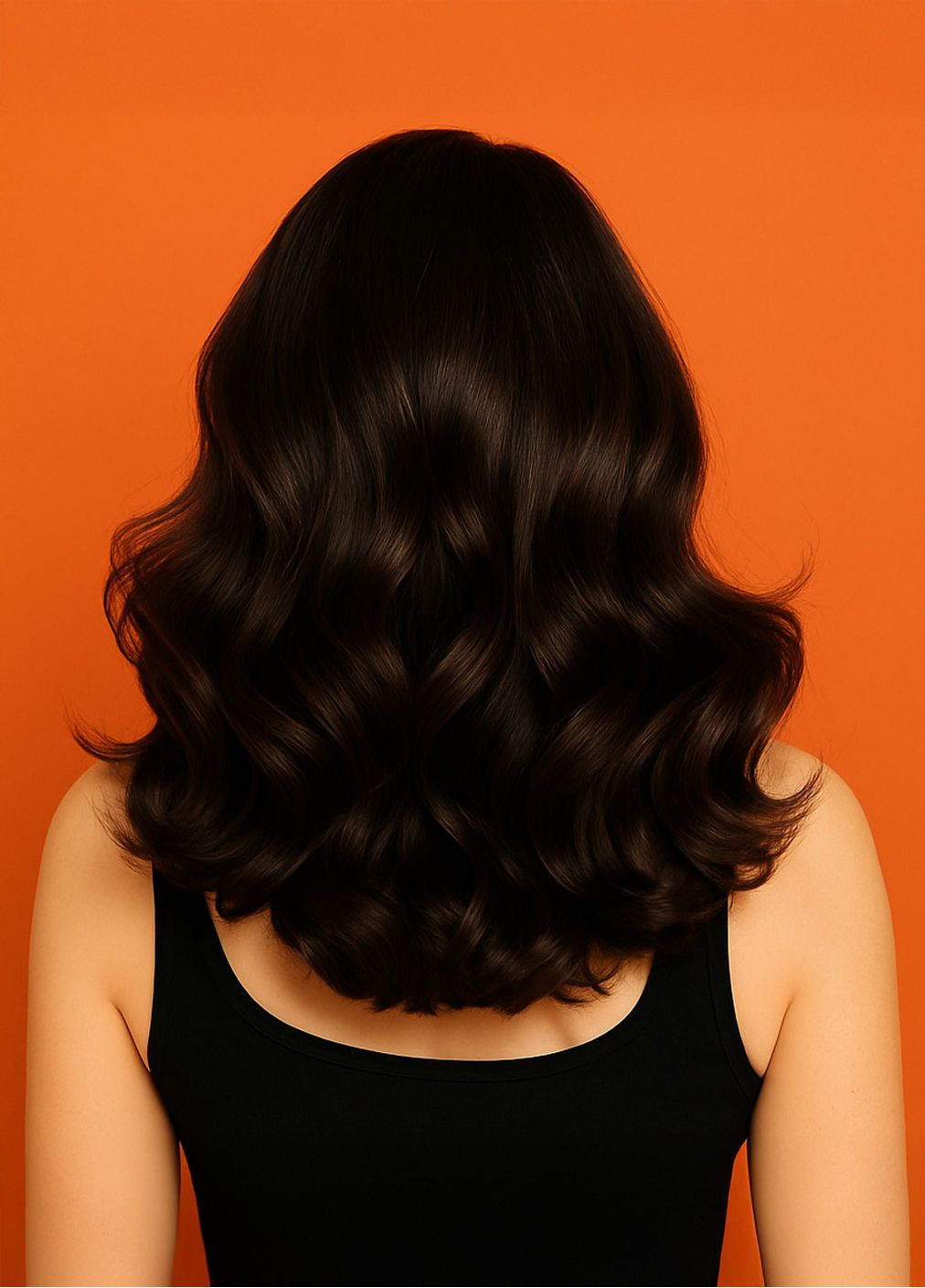 Перука хвиляста брюнетка без чубчика 45 см Чорна No Brand (366888005)