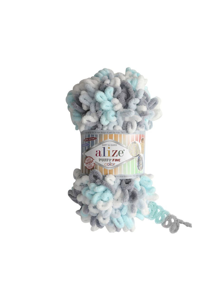 Пряжа Puffy FINE Color 5939 фантазійна нитка плюшева Alize (326834884)