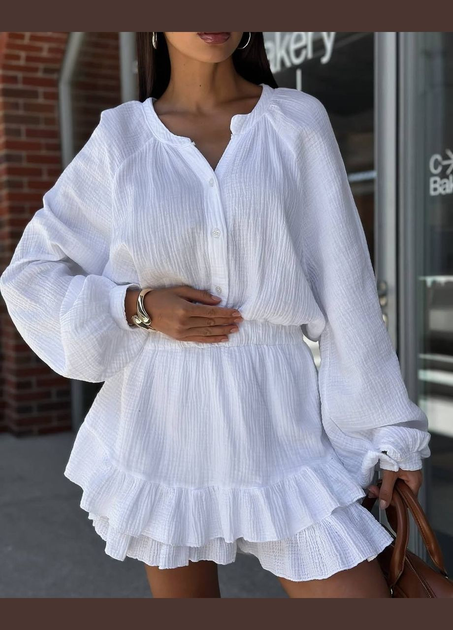 Комбинезон Україна UMButik комбинезон-шорты однотонный белый повседневный, вечерний