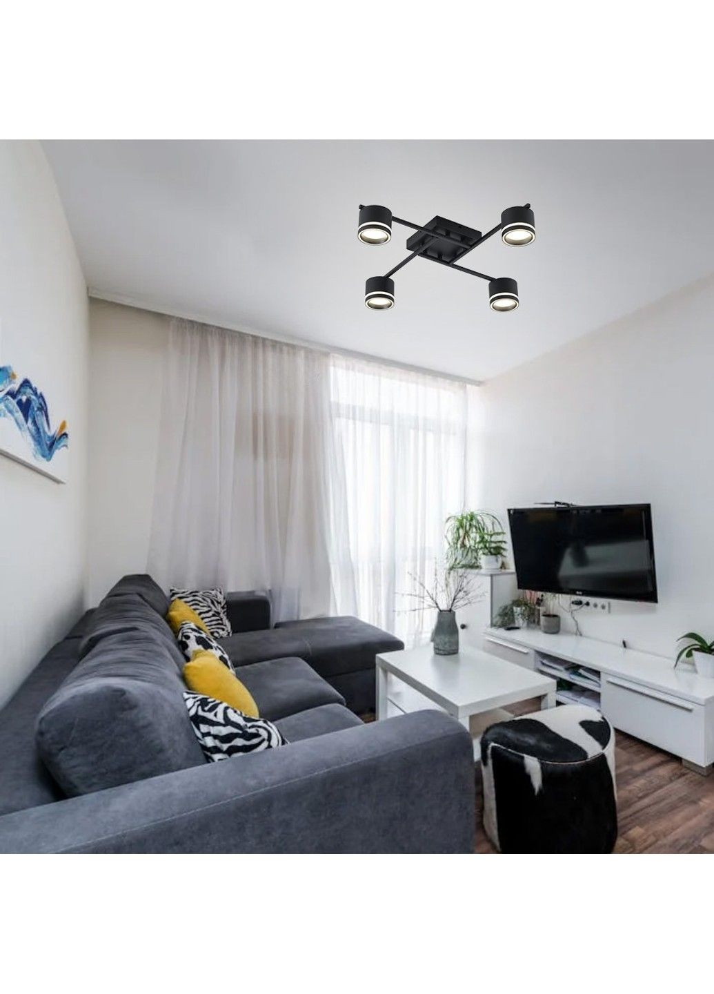 Люстра GELA 4R 600x600x120 мм Чорна на 4 лампи GX53 ESLLSE (317744250)