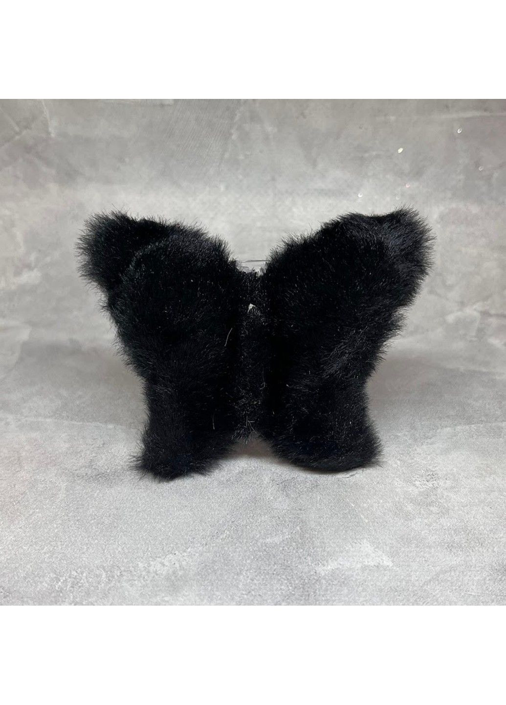 Краб-заколка для волосся Метелик, 8*7,3 см із штучним хутром, пластик,чорний, 1 шт, арт 019236 No Brand (364553415)