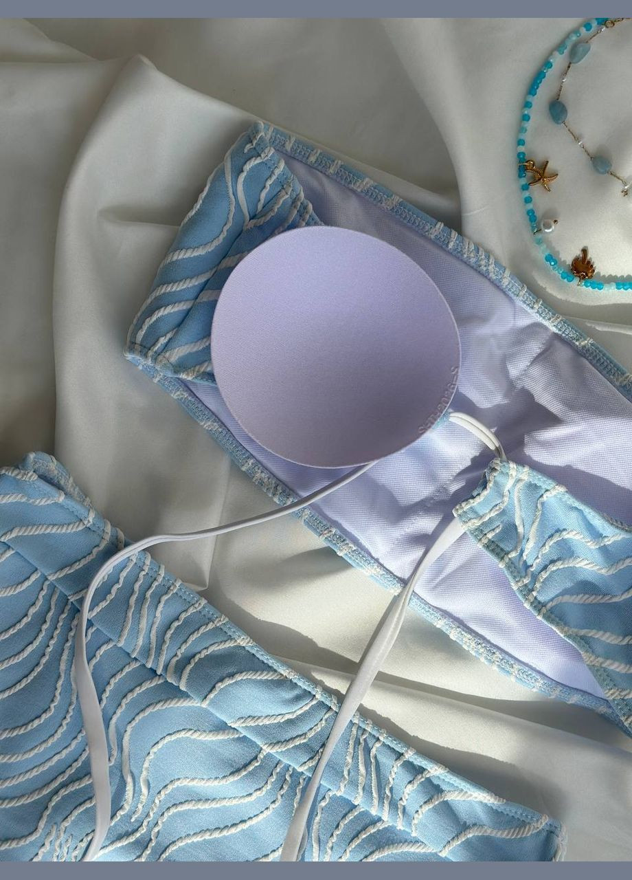 Блакитний жіночий роздільний купальник бандо з завищеними плавками talisman блакитний No Brand