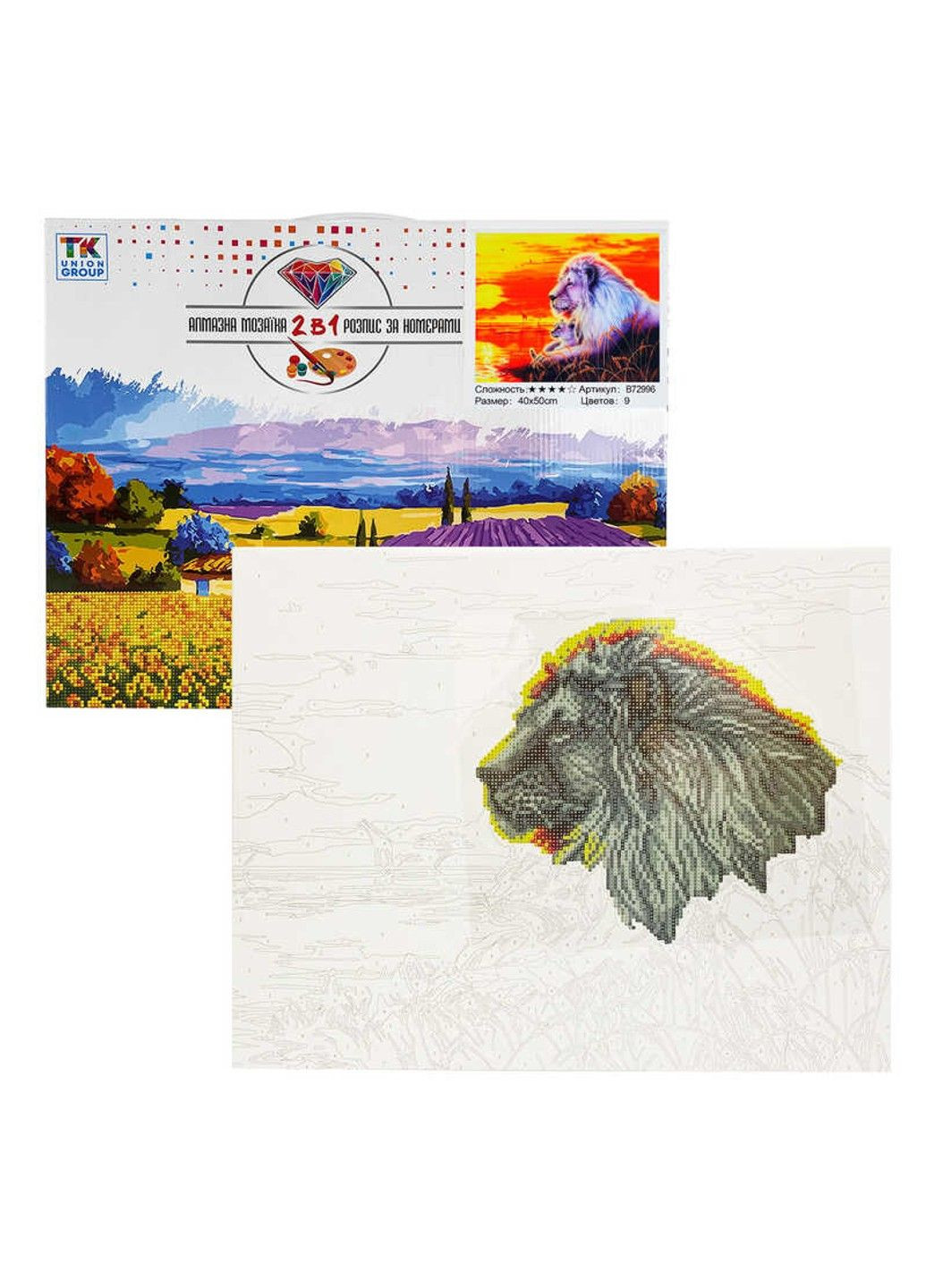 Картина за номерами + Алмазна мозаїка B 72996 (30) "", 40х50 см, "Леви", в коробці TK Group (307165010)
