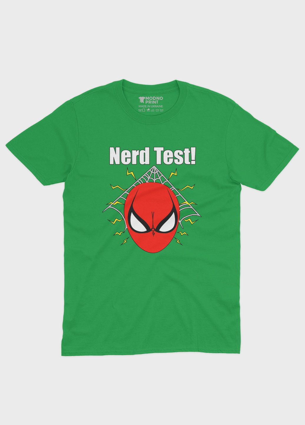 Зеленая демисезонная футболка для девочки с принтом супергероя - человек-паук (ts001-1-keg-006-014-104-g) Modno