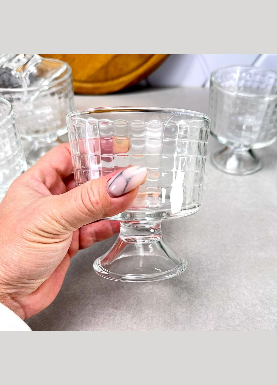 Набор стеклянных креманок на ножке 6 шт Рифлённые No Brand (308361002)