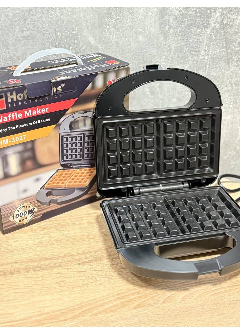 Вафельница электрическая Hoffmans HM-3027 с антипригарным покрытием 1000 Вт Черный Yiwu (370674693)