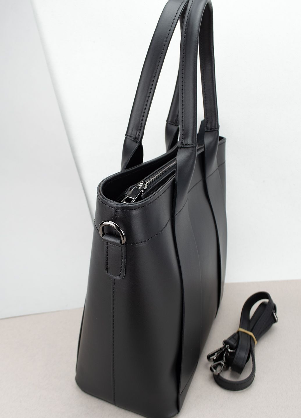 Женская сумка-шопер кожаная 02653 большая с 2 ручками черная Virginia Conti (289602342)