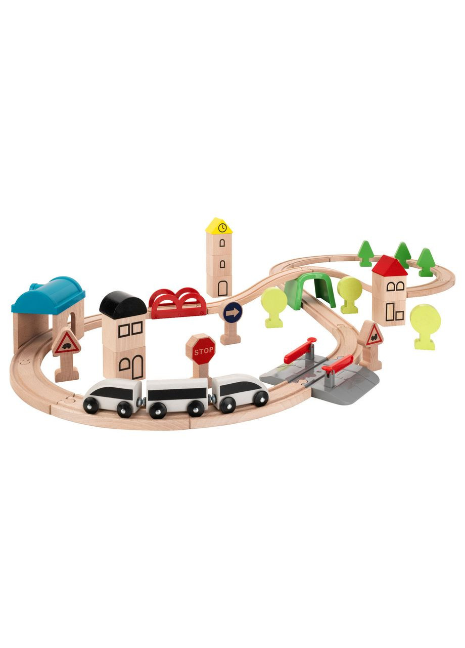 Железная дорога набор 45 предметов поезда и рельсы разноцветный IKEA (276267507)