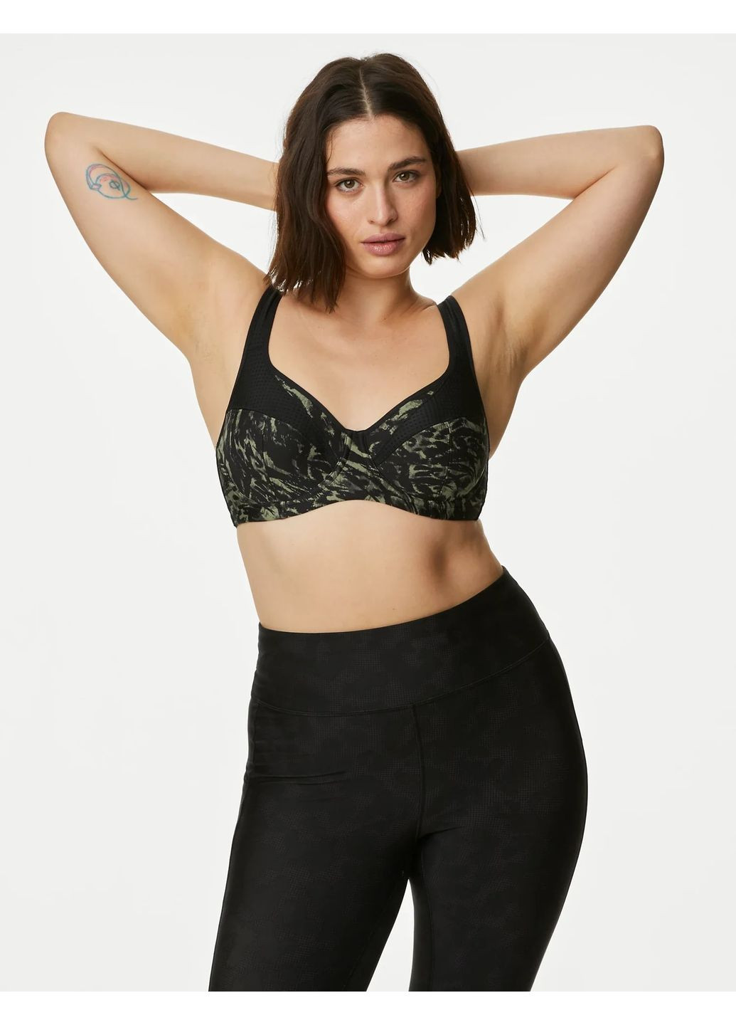 Комбинированный бралетт спортивный бюстгальтер Marks & Spencer с косточками полиэстер, полиамид, эластан