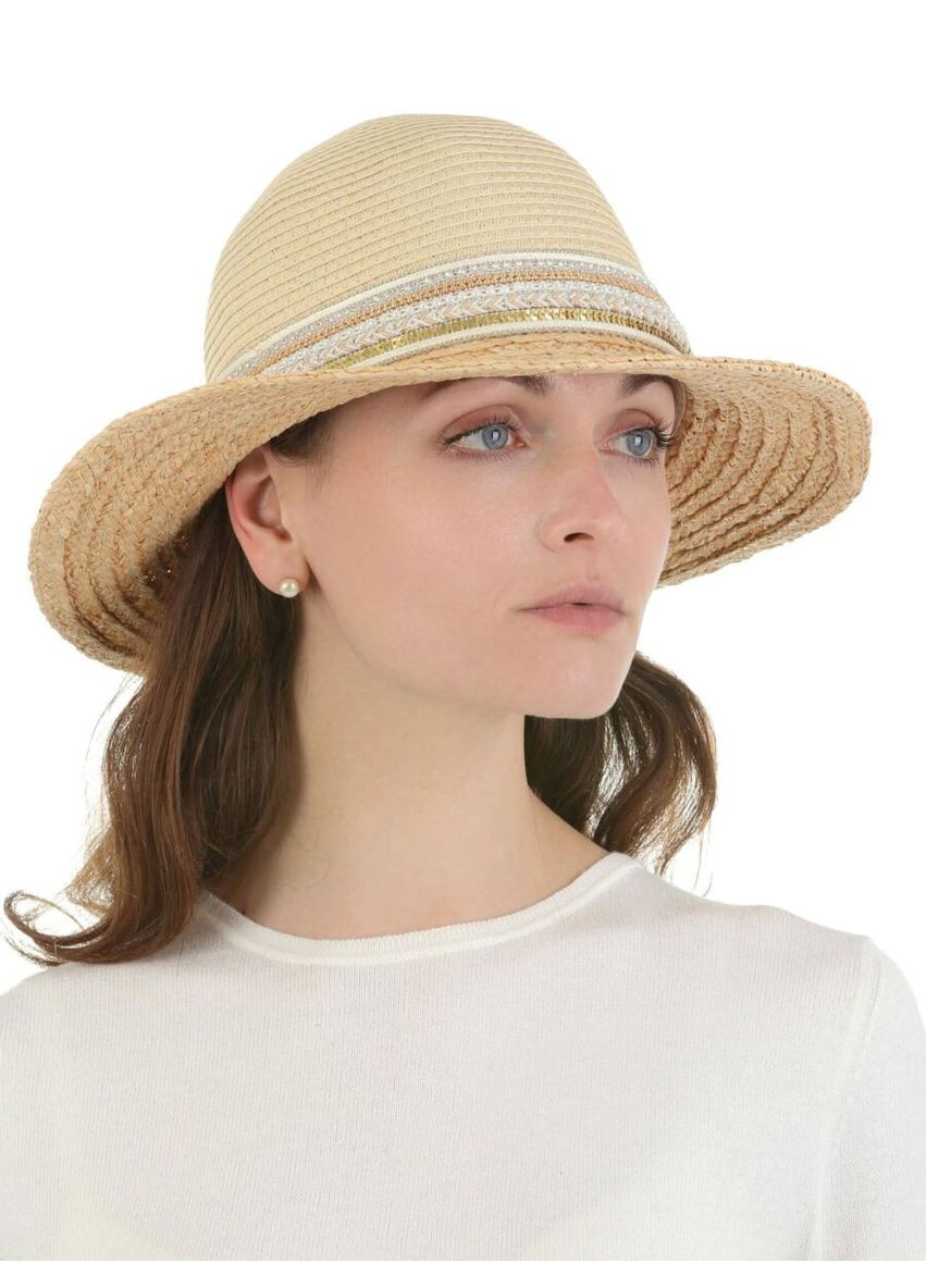 Жіночий літній капелюх Fedora з паєтками бежевий (SC55372) Seeberger (330823518)