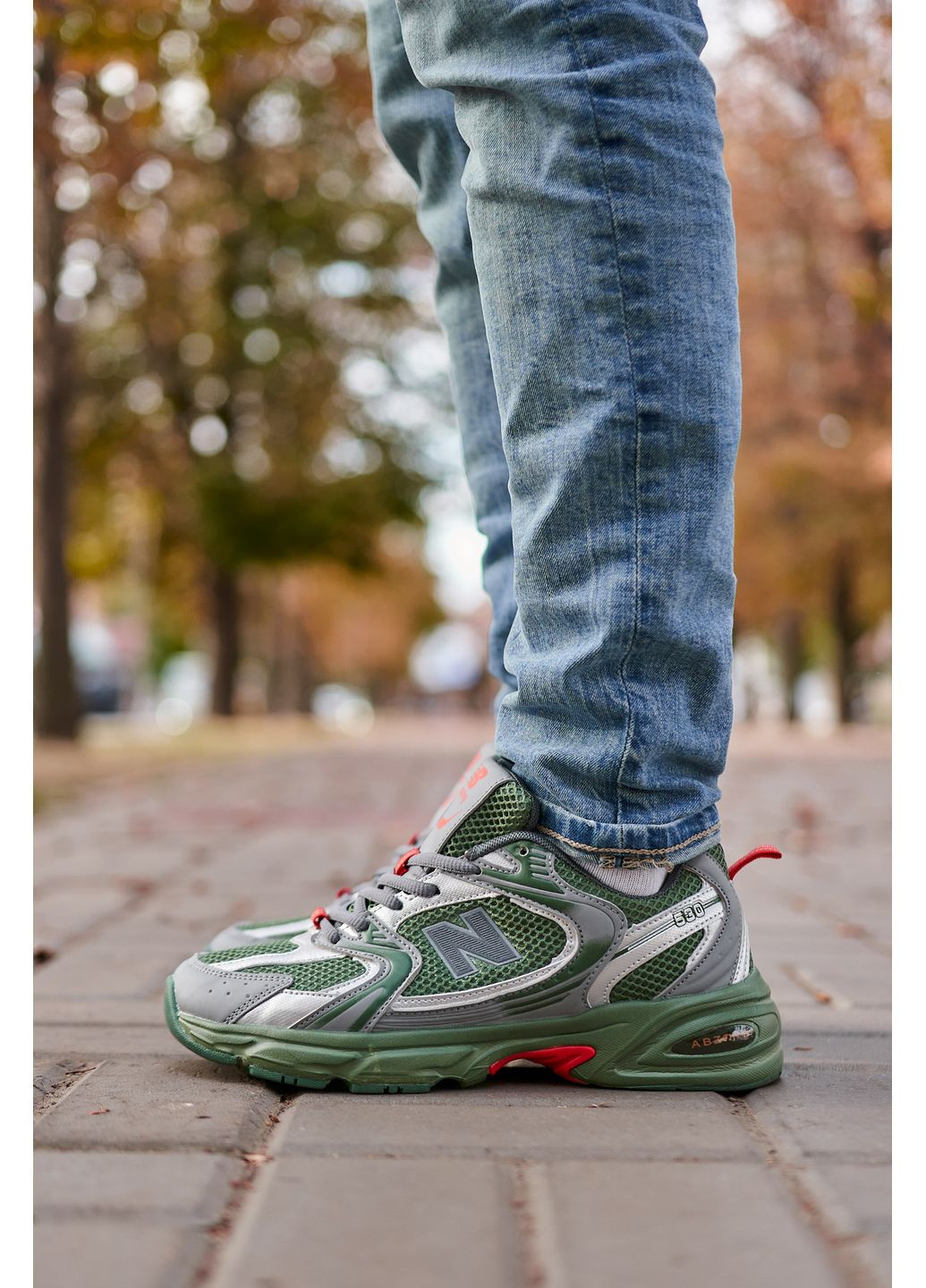 КРОССОВКИ ЖЕНСКИЕ NEW BALANCE 530 GREEN SILVER НЬЮ БЕЛАНС 530 No Brand серые демисезоны (367173381)