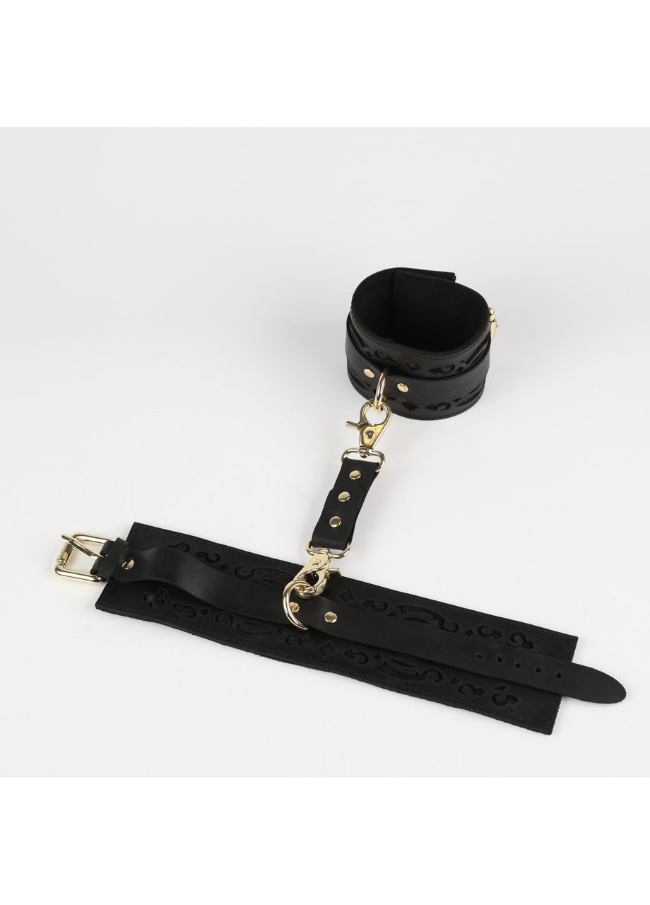 Шкіряні ажурні наножники Premium LC-6 чорні Edena (367268631)