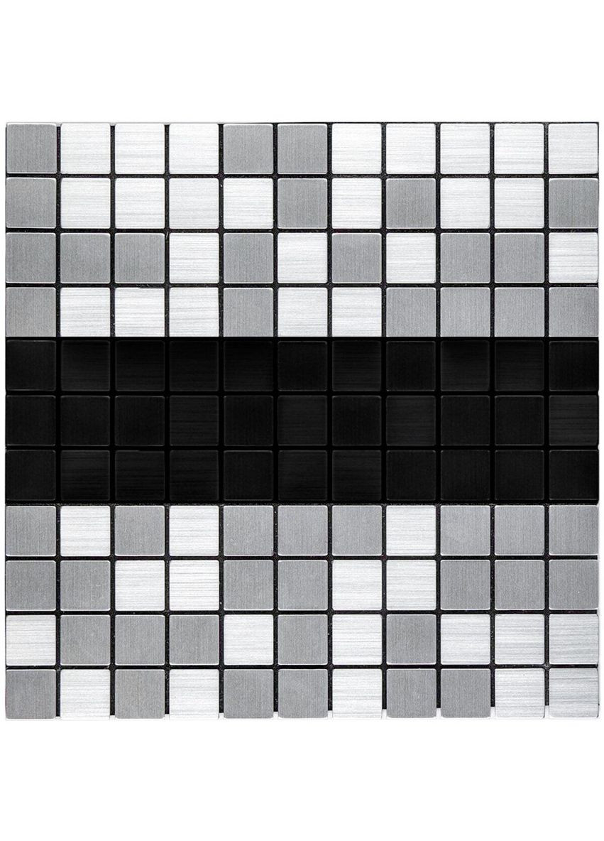 Самоклеющаяся алюминиевая плитка серебряная с чёрной полосой 300х300х3мм Sticker Wall (300241461)