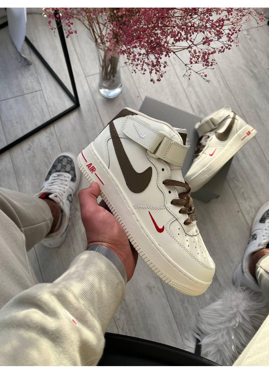 КРОСІВКИ ЖІНОЧІ NIKE AIR FORCE 1 MID MOCCO WINTER НАЙК АІР ФОРС 1 ПРЕМІУМ No Brand бежеві зими (368885969)