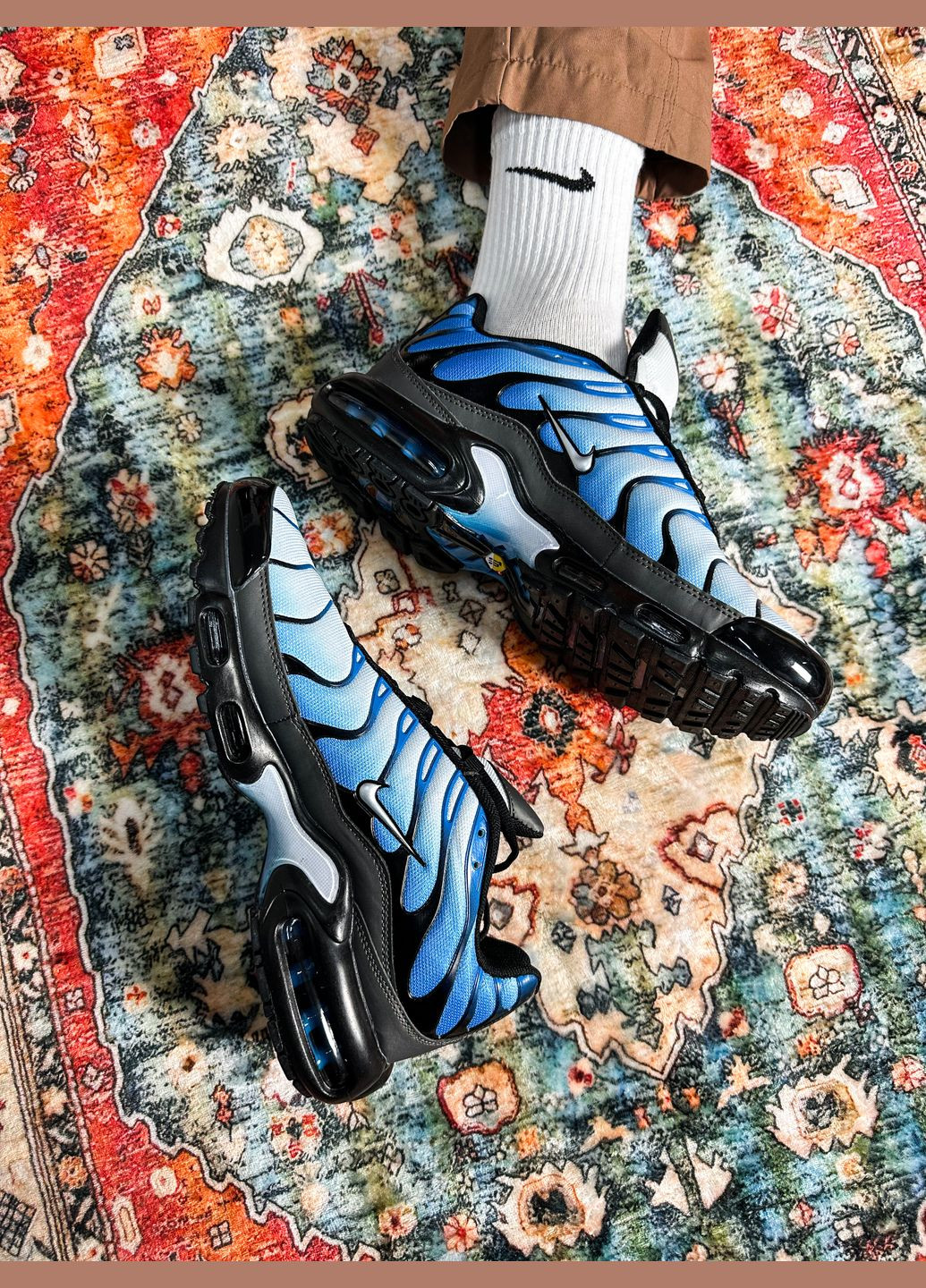 Голубые демисезонные кроссовки мужские nike air max tn plus chilly blue black | найк аир макс тн голубые черные No Brand