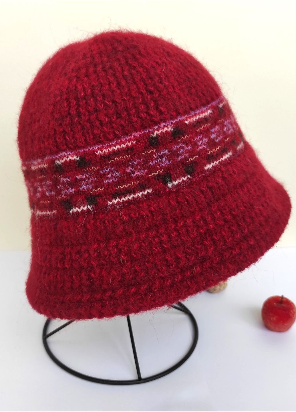 В'язана Зимова Шапка Тепла Панама Вовняний Капелюх для Жінок у Ретро Стилі з Орнаментом 55-59 см No Brand в'язана шапка панама (365301163)