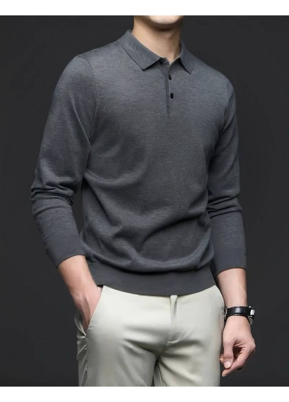 Графитовый зимний 🖤 мужское поло-свитер из трикотажа на флисе — замеры в описании DK/DL Мода без кордонів