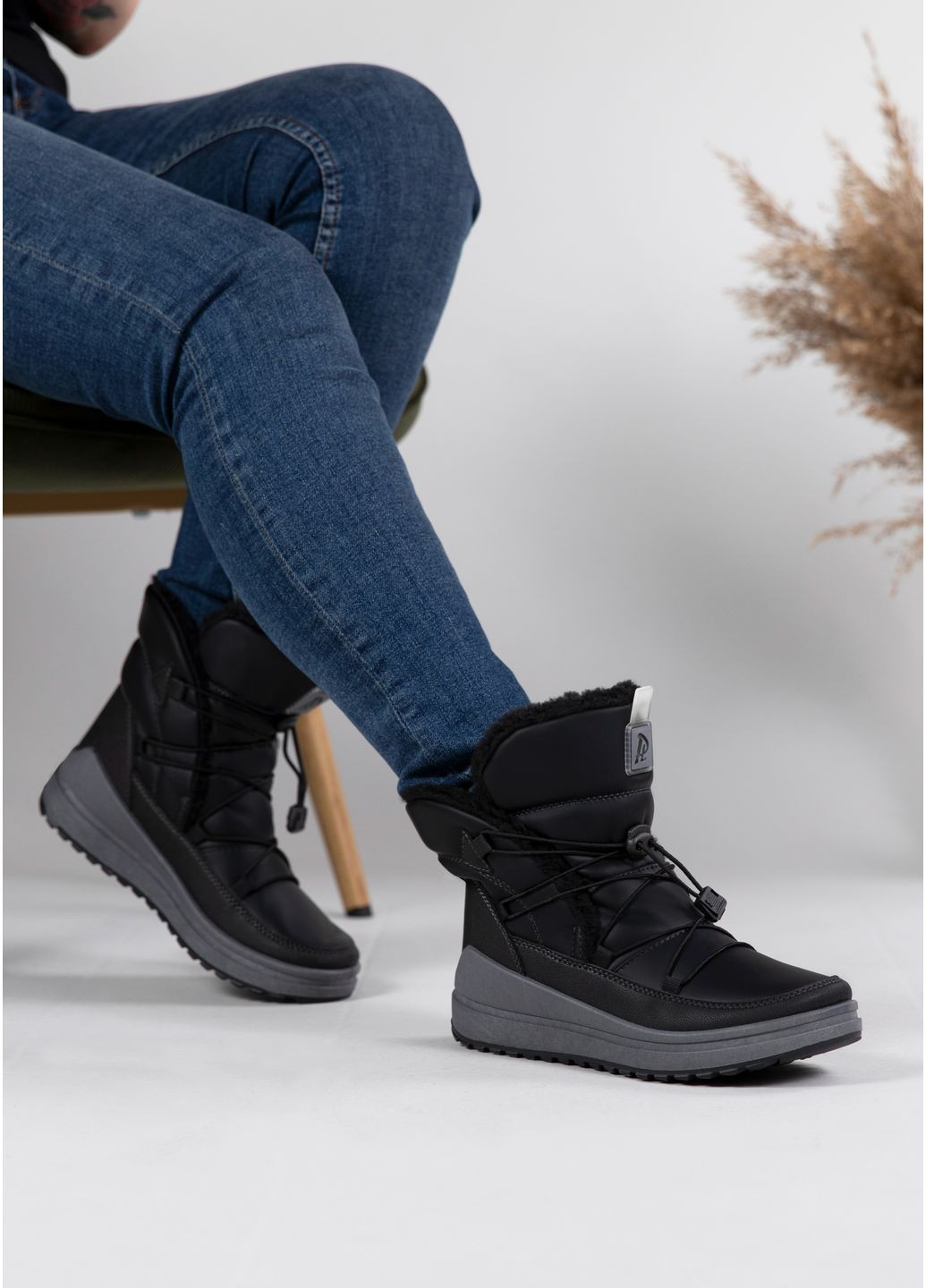 Дутики жіночі з хутром чорні (461 чорні) Bromen (362151987)