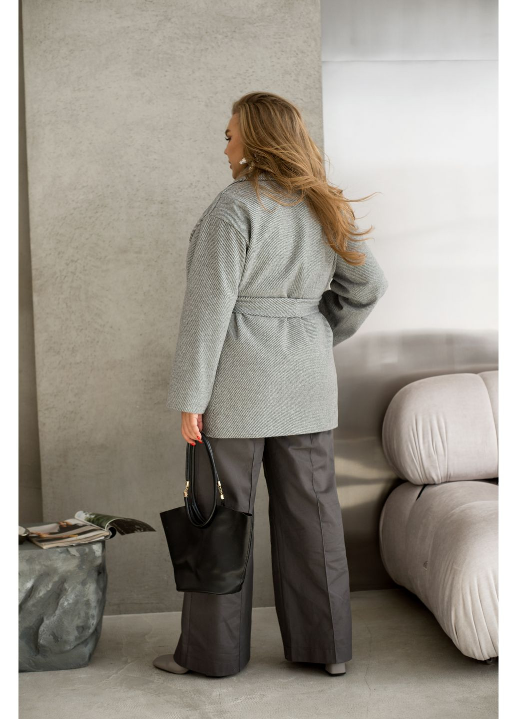 Серое демисезонное Пальто однобортное Minova