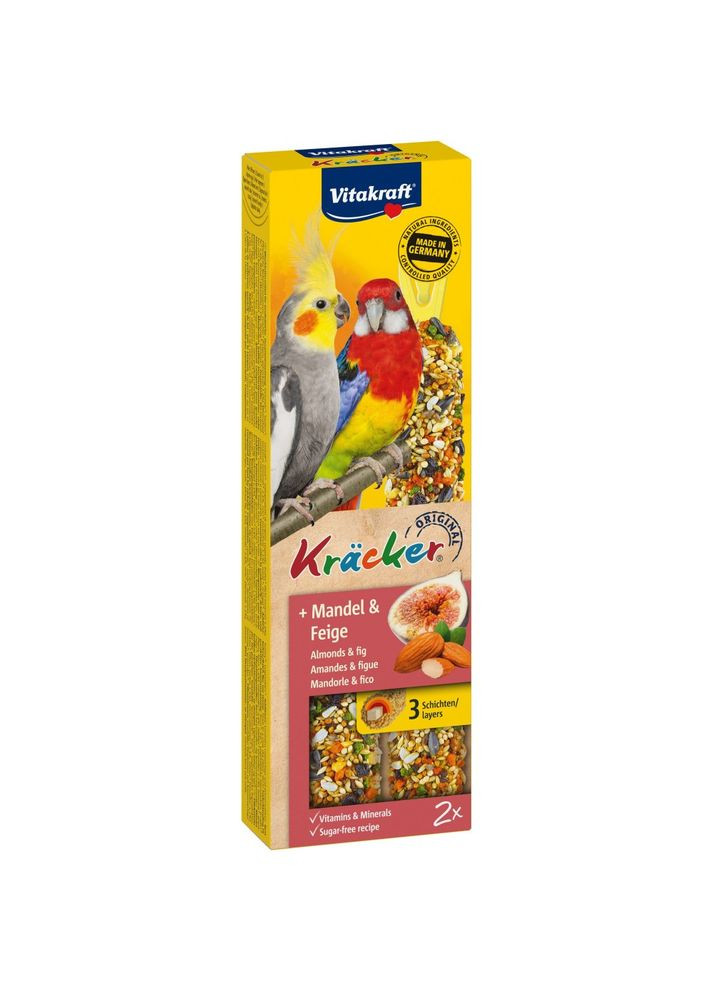 Лакомство для крупных австралийских попугаев Kracker Original + Almonds & Fig миндаль и рис, 180г/2шт Vitakraft (293408115)