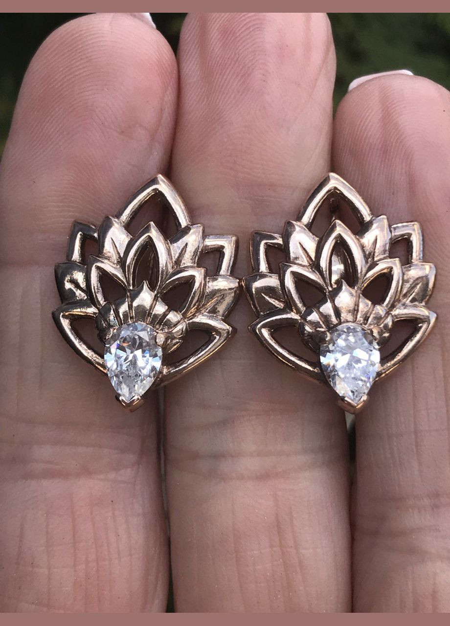 Серьги серебряные с позолотой и цирконием 012393 No Brand (317577883)